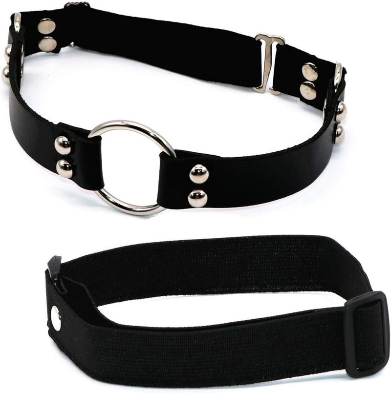 Outman Adjustable Elastice 2 Rows Leather Leg Harness Garter Belt Punk Gothic Thigh Ring Garter - Image 1